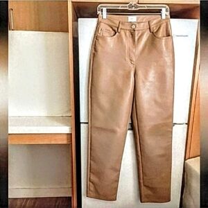 Wilfred Aritzia Melina High Waisted Vegan Leather Pants In Tan sz 4